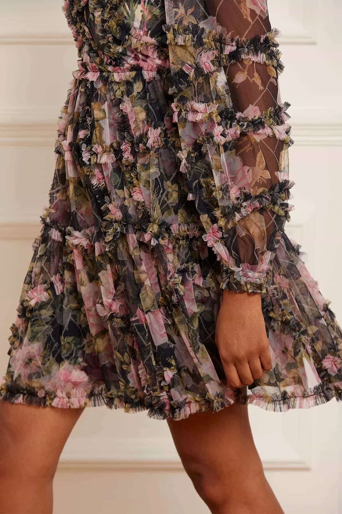 English Rose Diamond Ruffle Mini Dress sold by Needle & Thread product image thumbnail 3