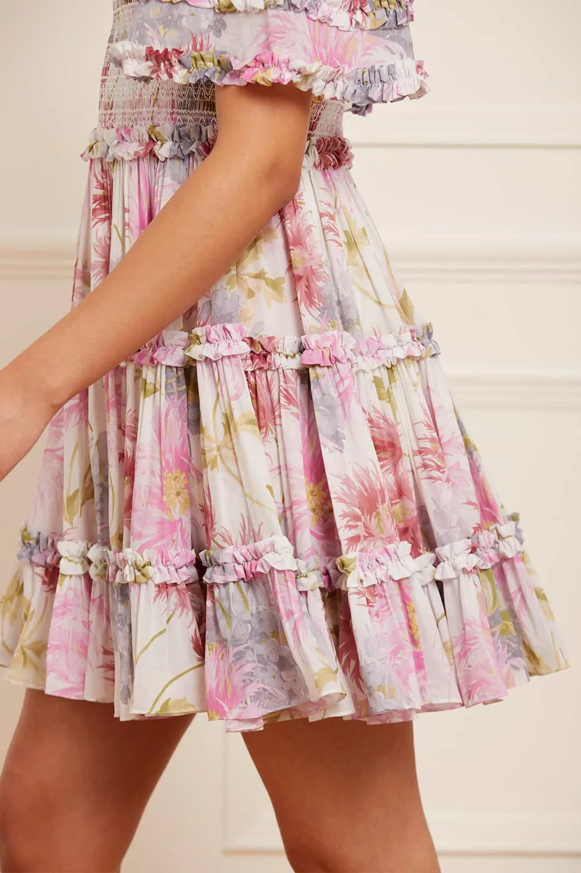 Hummingbird Chiffon Smocked Micro Mini Dress sold by Needle & Thread product image thumbnail 3