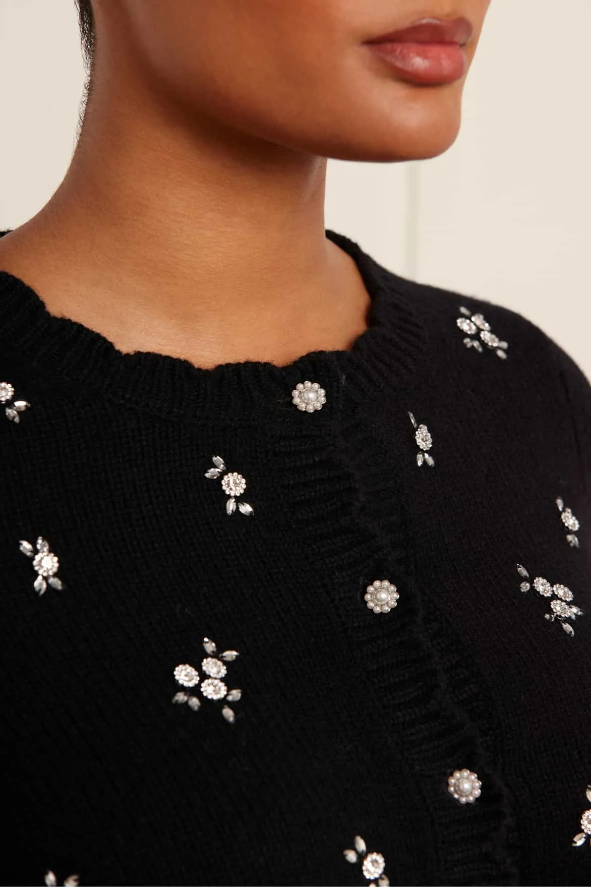 Scattered Floral Embellished Short Cardigan sold by Needle & Thread product image thumbnail 3