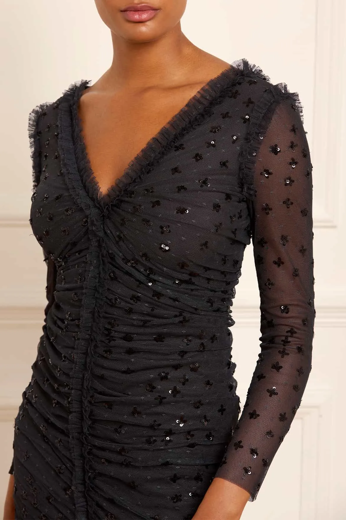 Scatter Sequin Long Sleeve Ankle Gown sold by Needle & Thread product image thumbnail 4