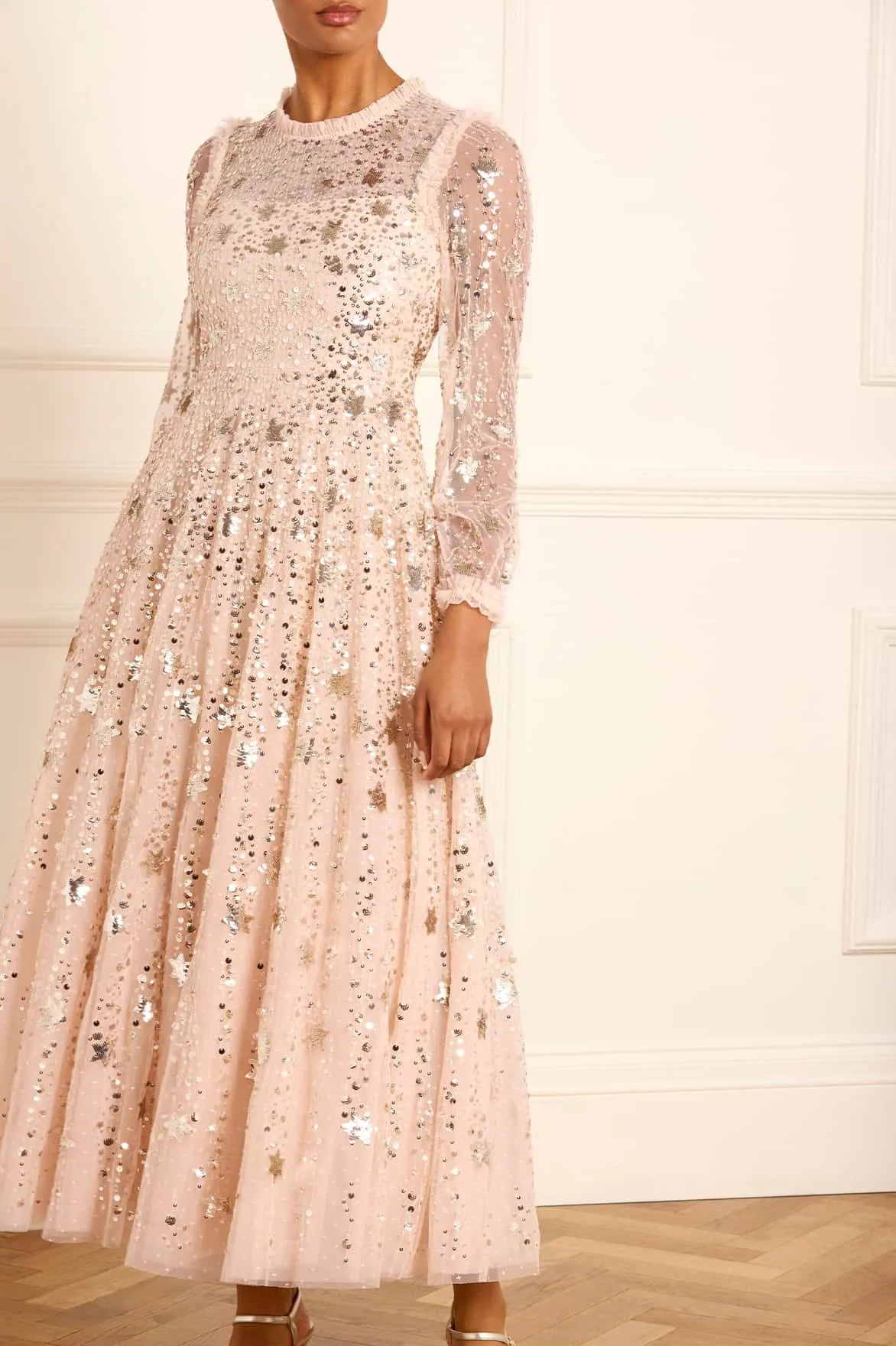 Shooting Stars Long Sleeve Ankle Gown sold by Needle & Thread