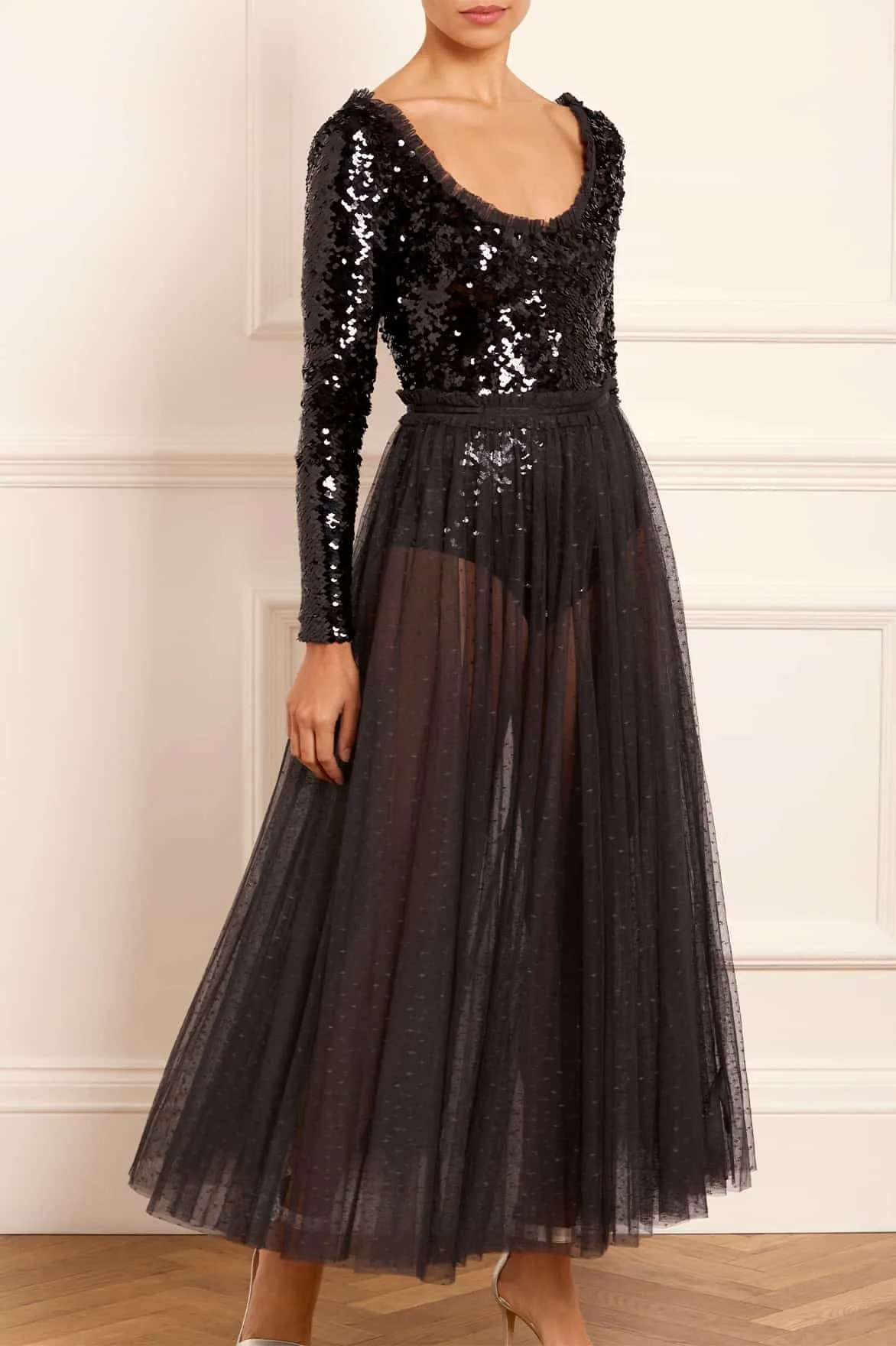 Ballet Sequin Bodysuit Ankle Gown sold by Needle & Thread