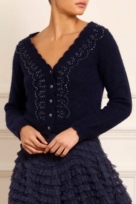 Embellished V-Neck Short Cardigan sold by Needle & Thread