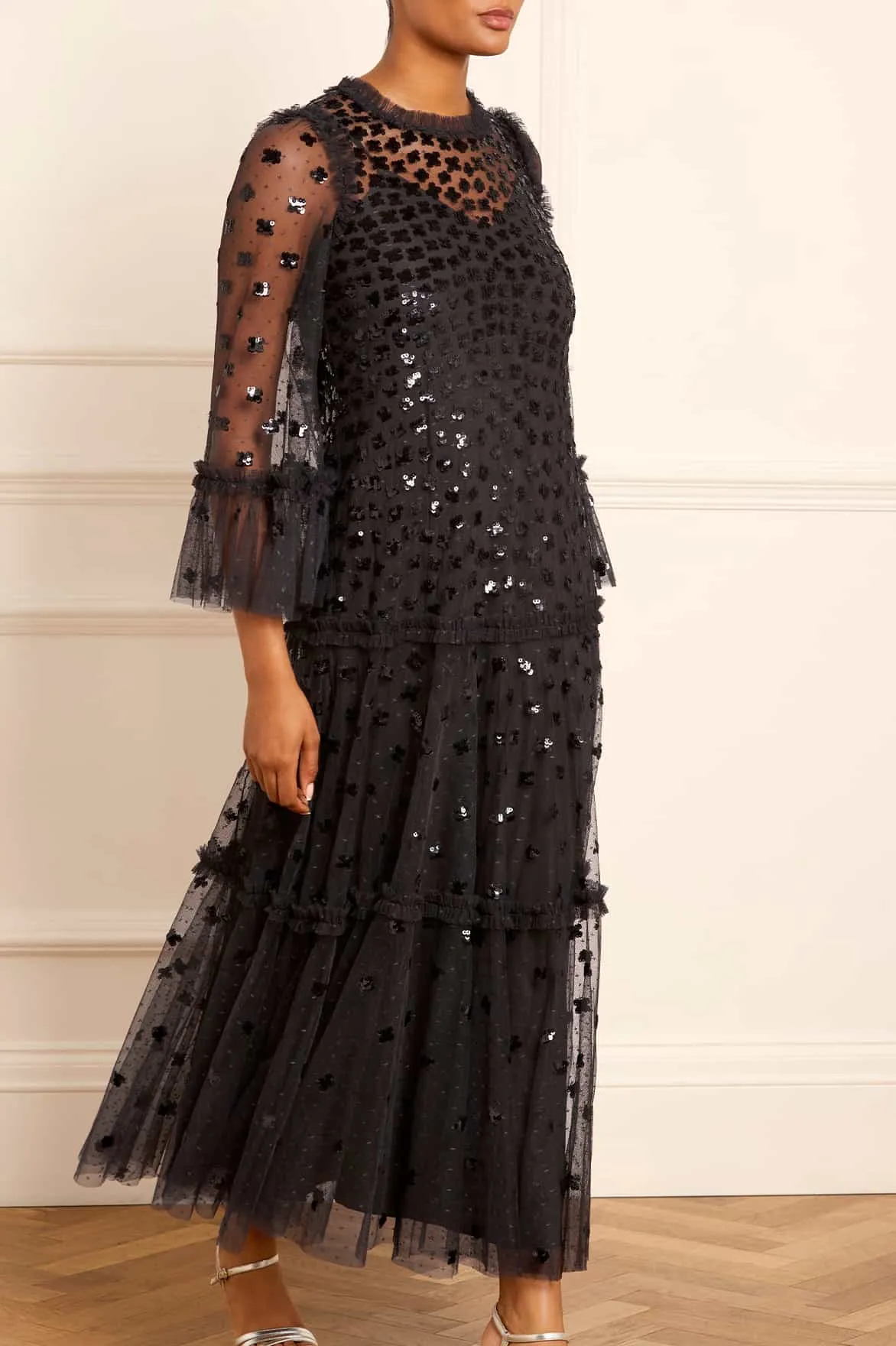 Glisten Tiered Ankle Gown sold by Needle & Thread