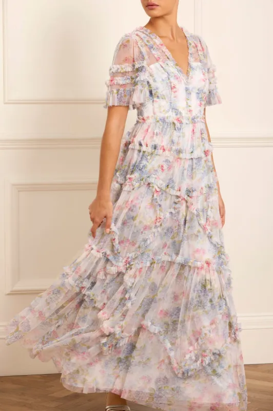 Hydrangea Ruffle Gown sold by Needle & Thread