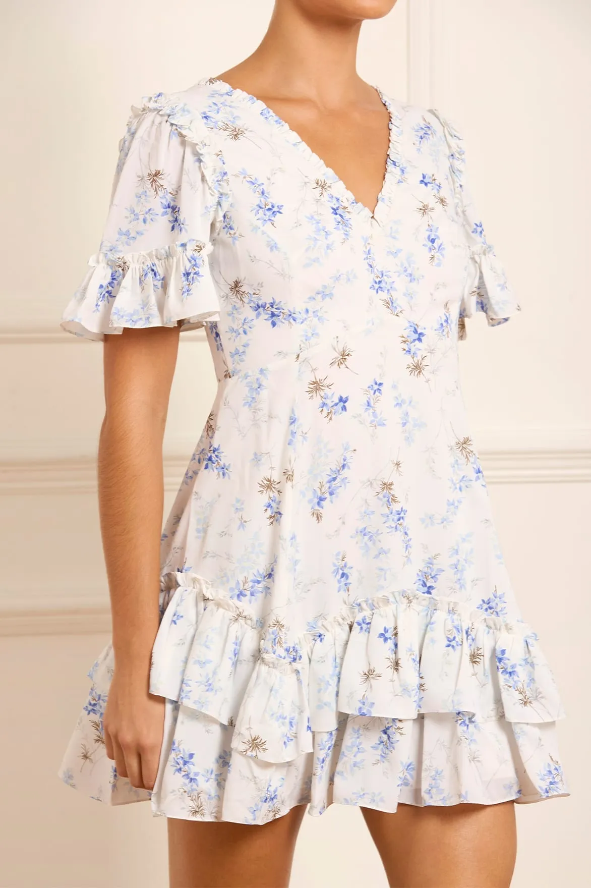 Ophelia Ditsy Eva Crepe Micro Mini Dress sold by Needle & Thread