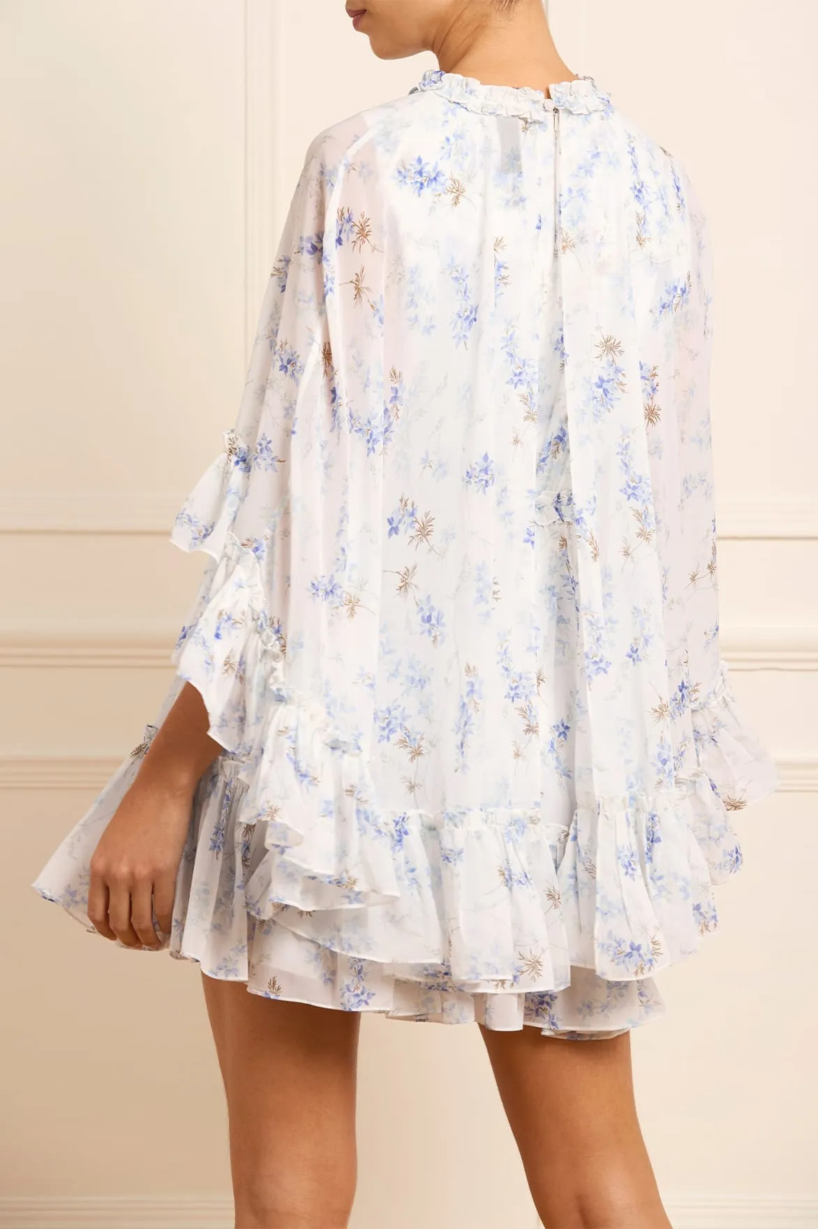 Ophelia Ditsy Harper Chiffon Cape Micro Mini Dress sold by Needle & Thread product image thumbnail 5
