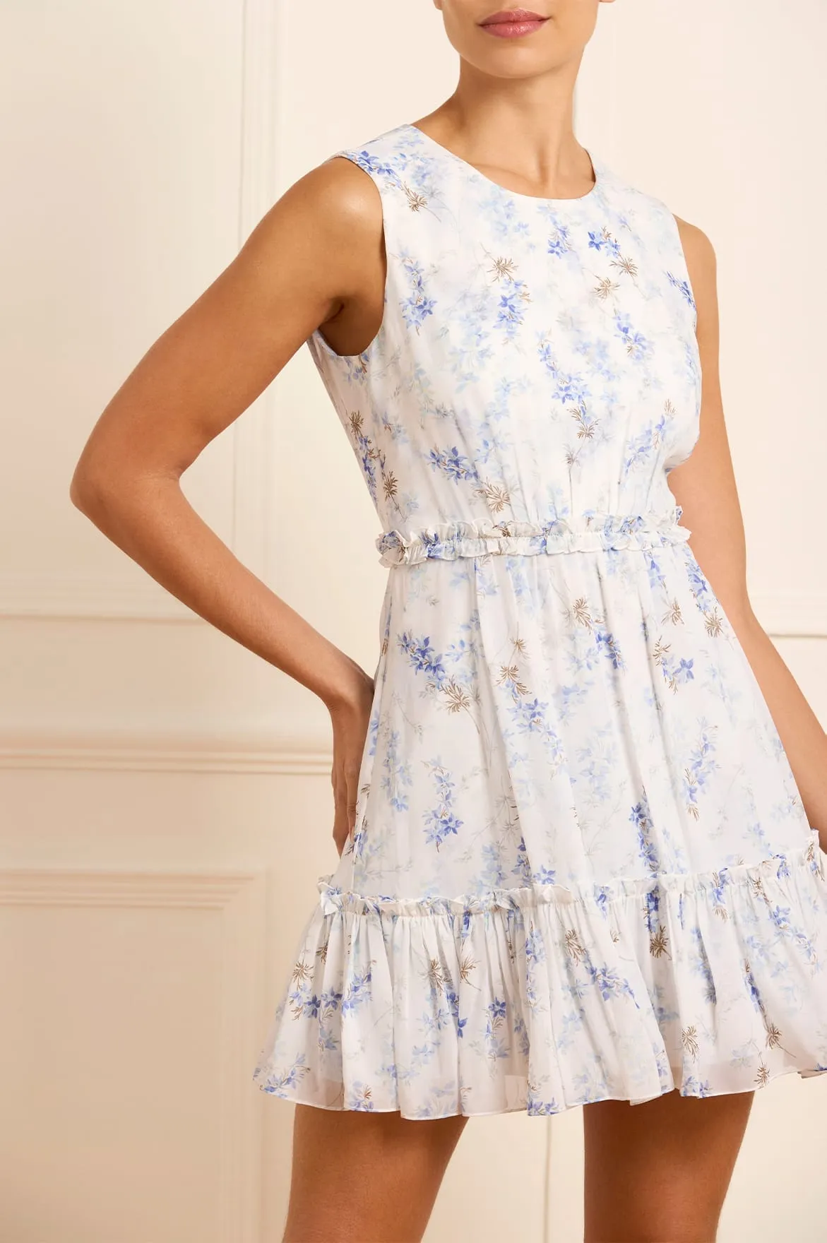 Ophelia Ditsy Harper Chiffon Cape Micro Mini Dress sold by Needle & Thread product image thumbnail 3