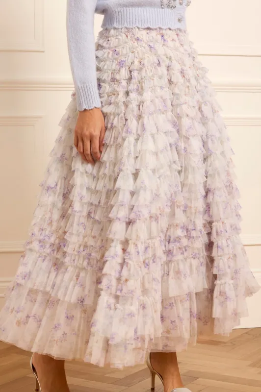 Ophelia Ditsy Hattie Ruffle Ankle Skirt sold by Needle & Thread