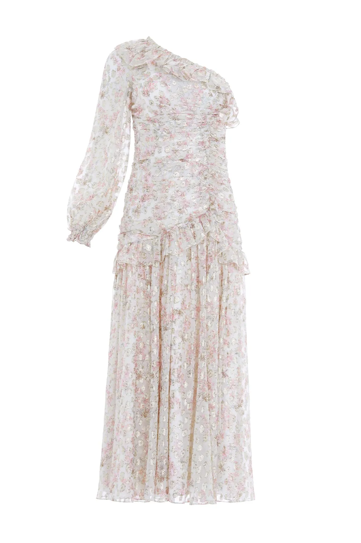 Ophelia Ditsy Lurex One-Shoulder Ankle Gown sold by Needle & Thread product image thumbnail 2