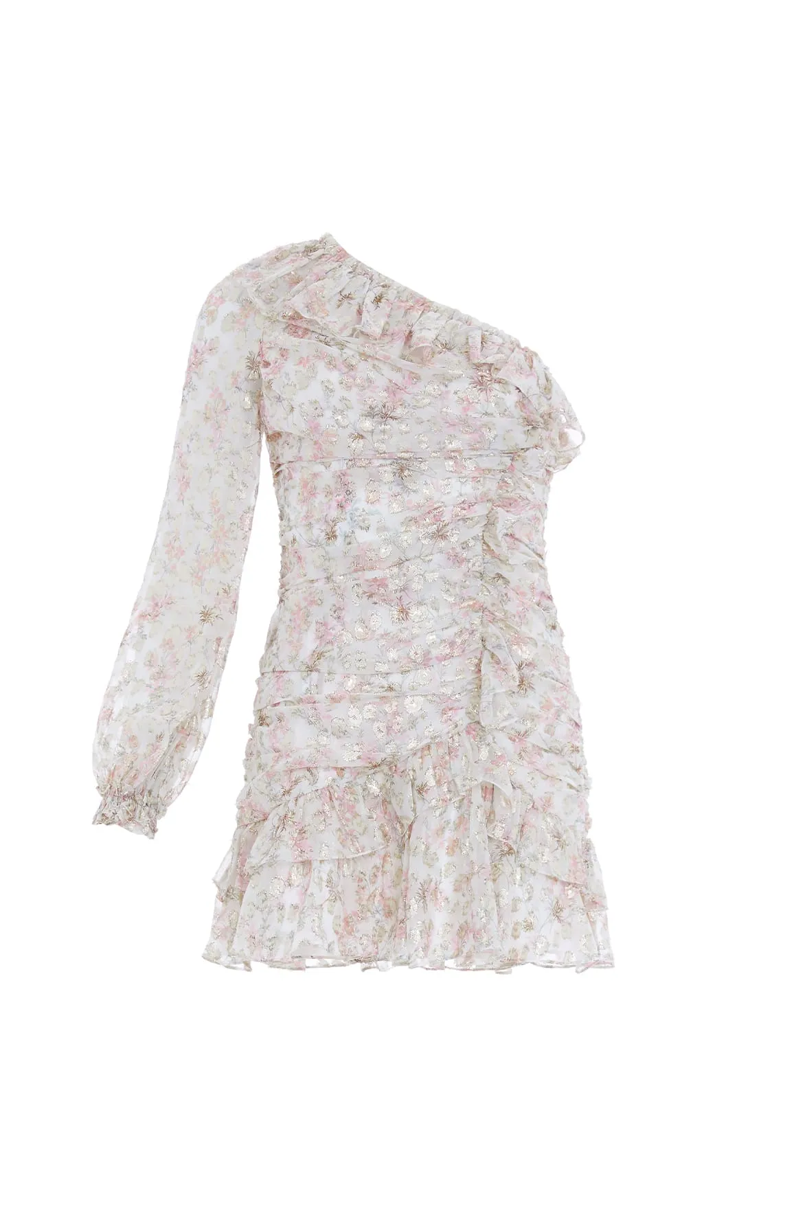 Ophelia Ditsy Lurex One-Shoulder Micro Mini Dress sold by Needle & Thread product image thumbnail 2