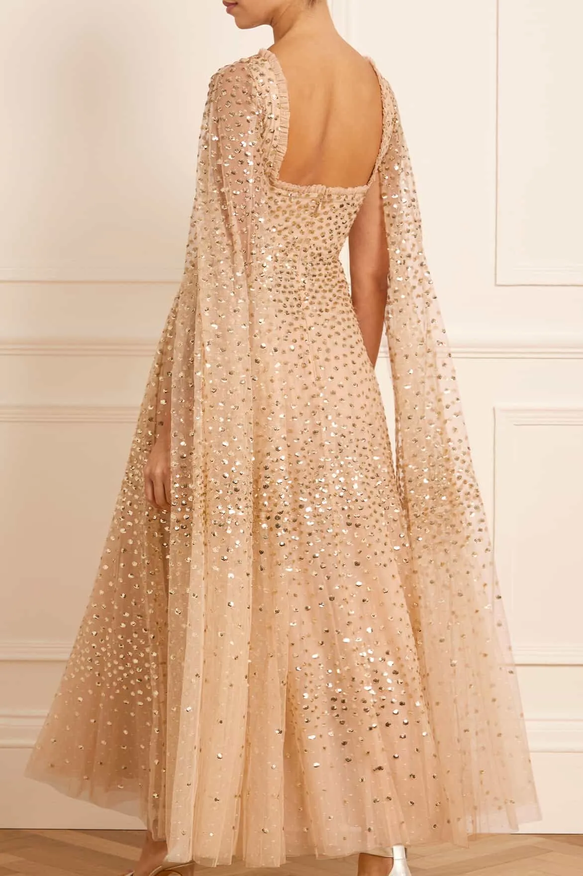 Scatter Dot Cape Sleeve Ankle Gown sold by Needle & Thread product image thumbnail 5