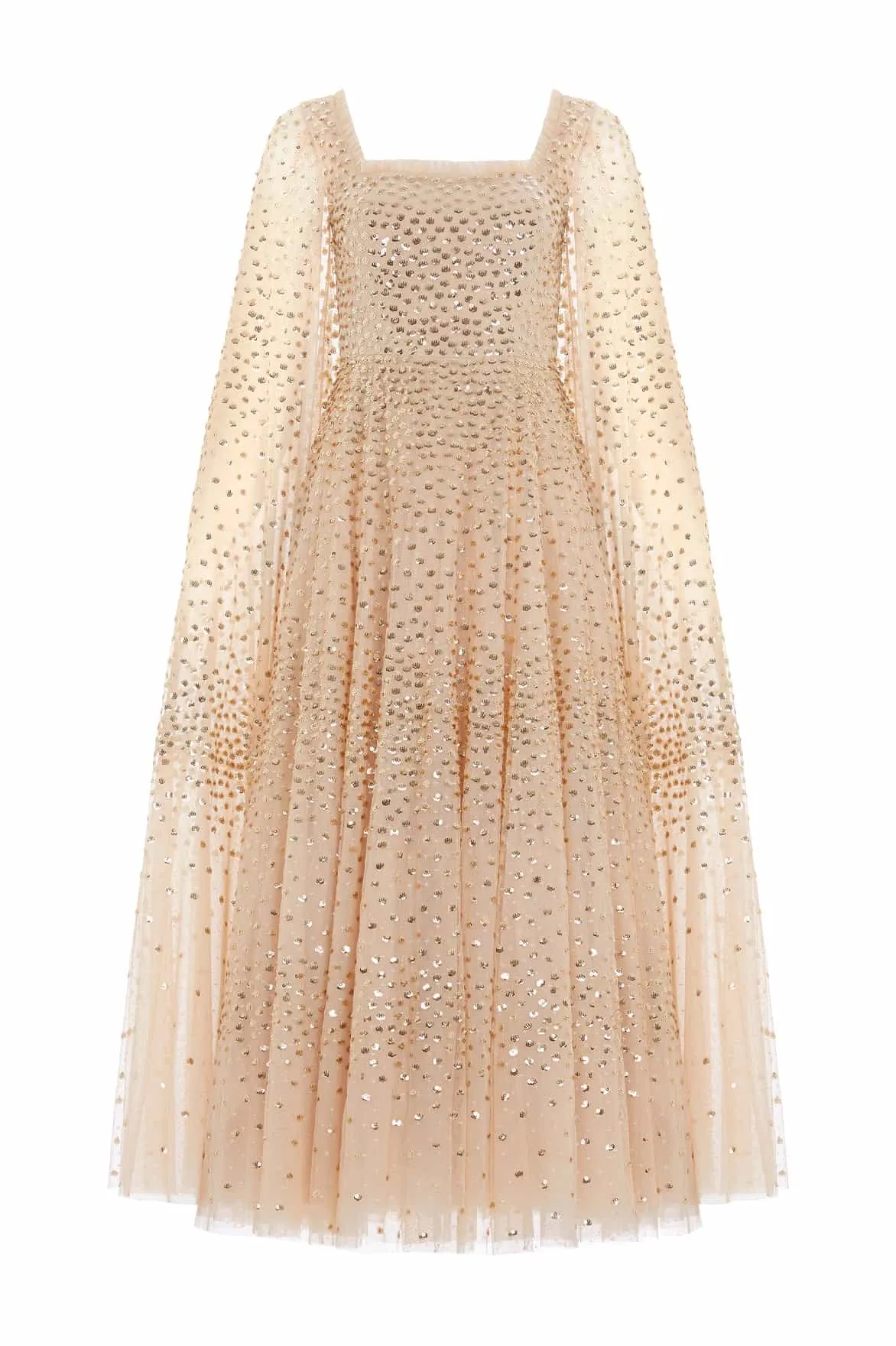 Scatter Dot Cape Sleeve Ankle Gown sold by Needle & Thread product image thumbnail 2