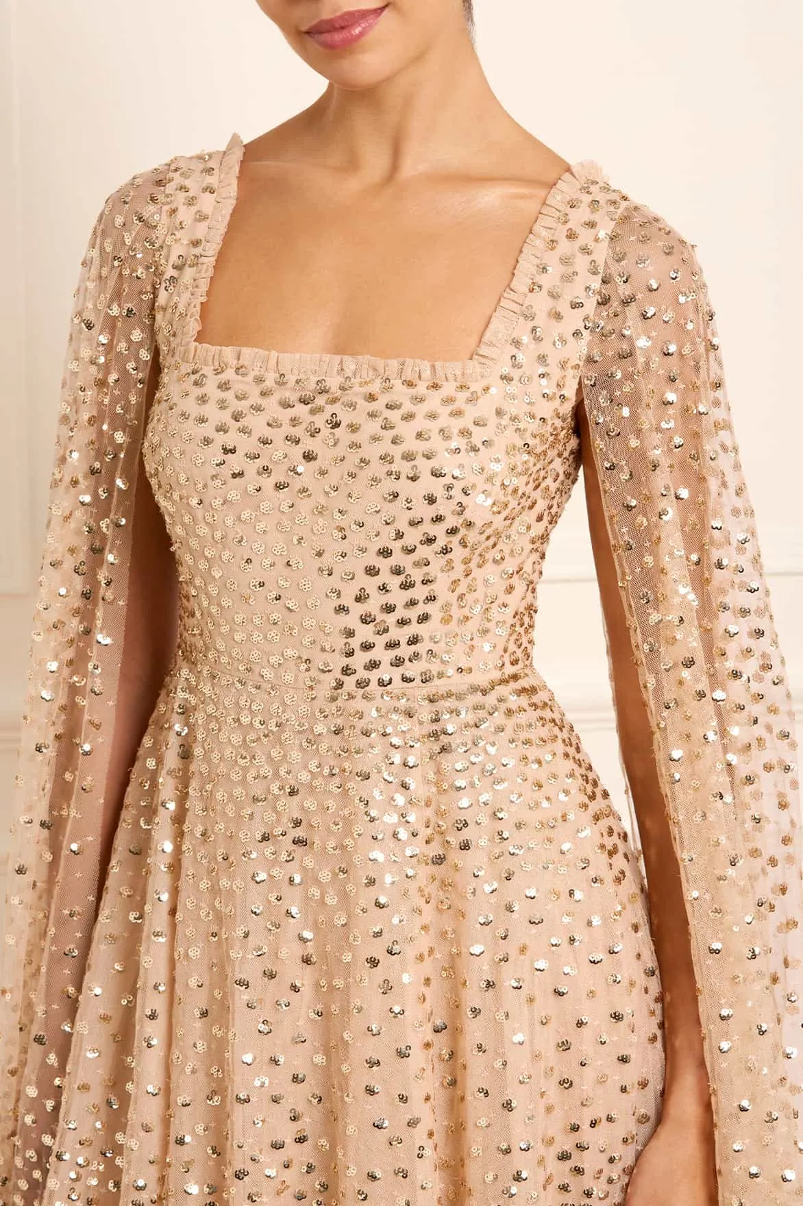 Scatter Dot Cape Sleeve Ankle Gown sold by Needle & Thread product image thumbnail 3