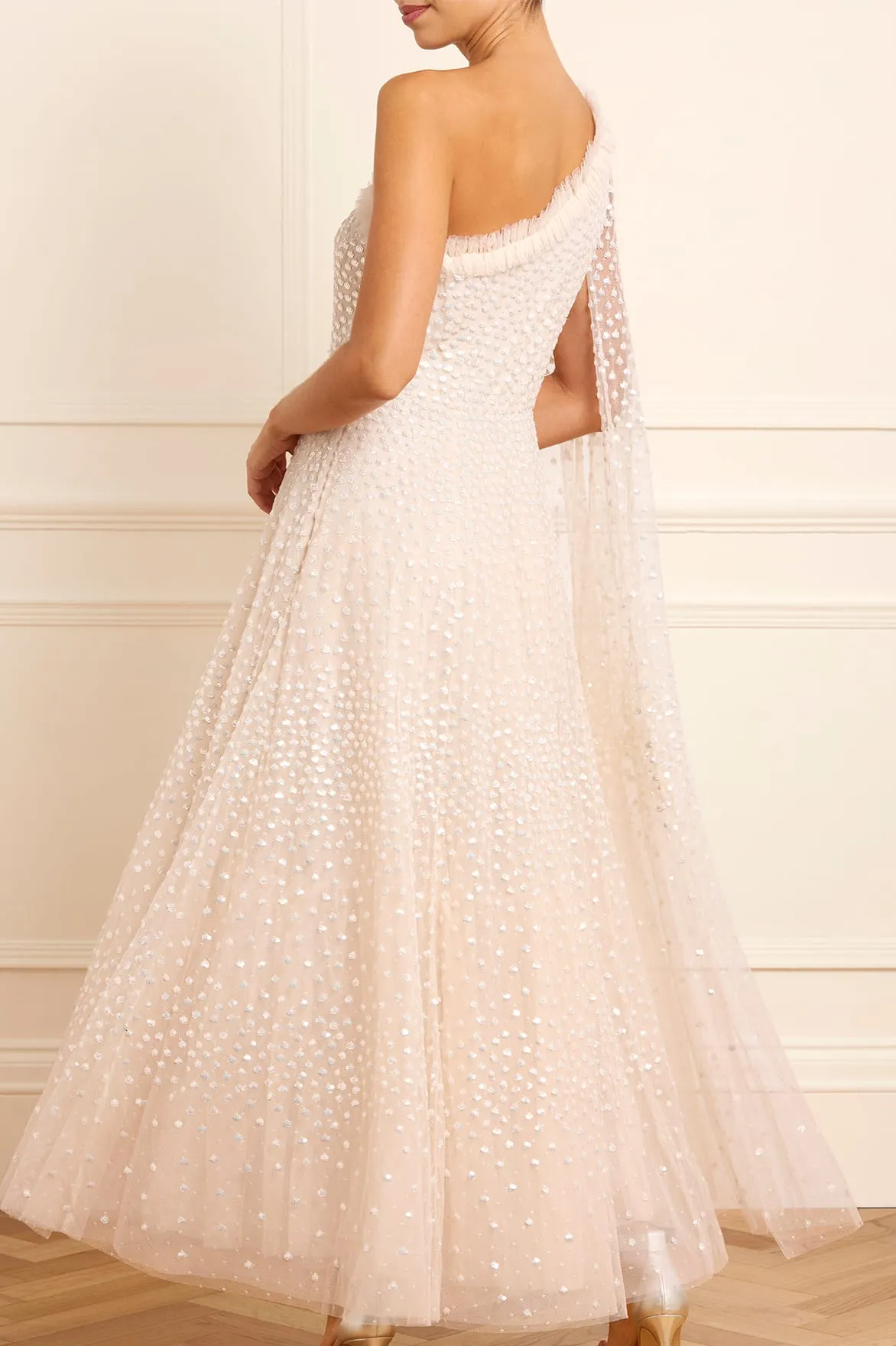 Scatter Dot One-Shoulder Ankle Gown sold by Needle & Thread product image thumbnail 5