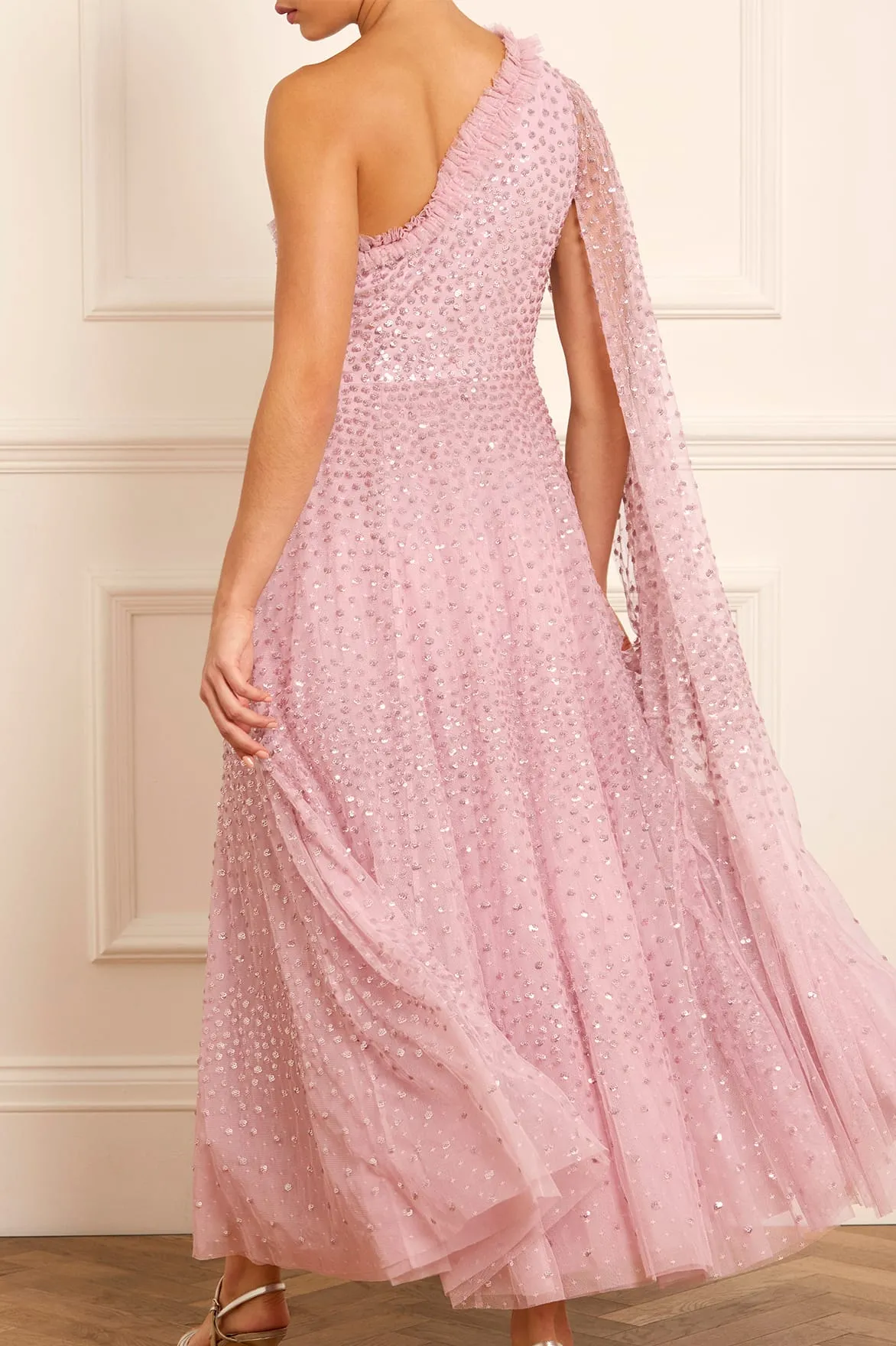 Scatter Dot One-Shoulder Ankle Gown sold by Needle & Thread product image thumbnail 5