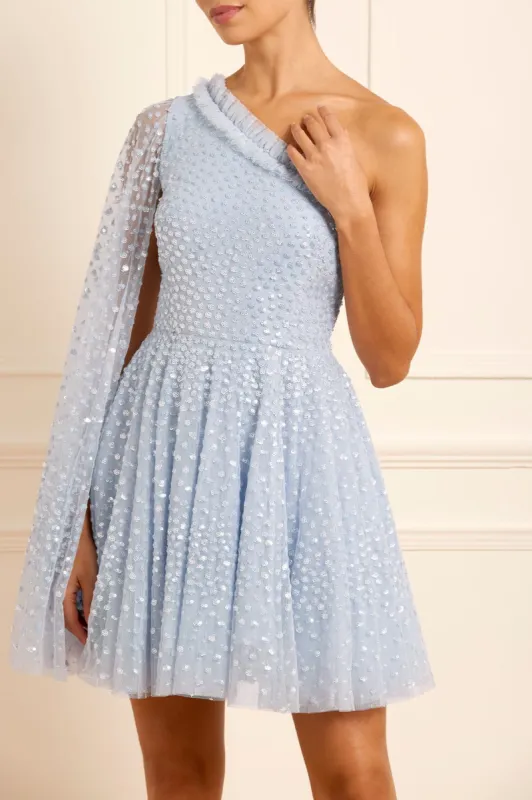 Scatter Dot One-Shoulder Mini Dress sold by Needle & Thread