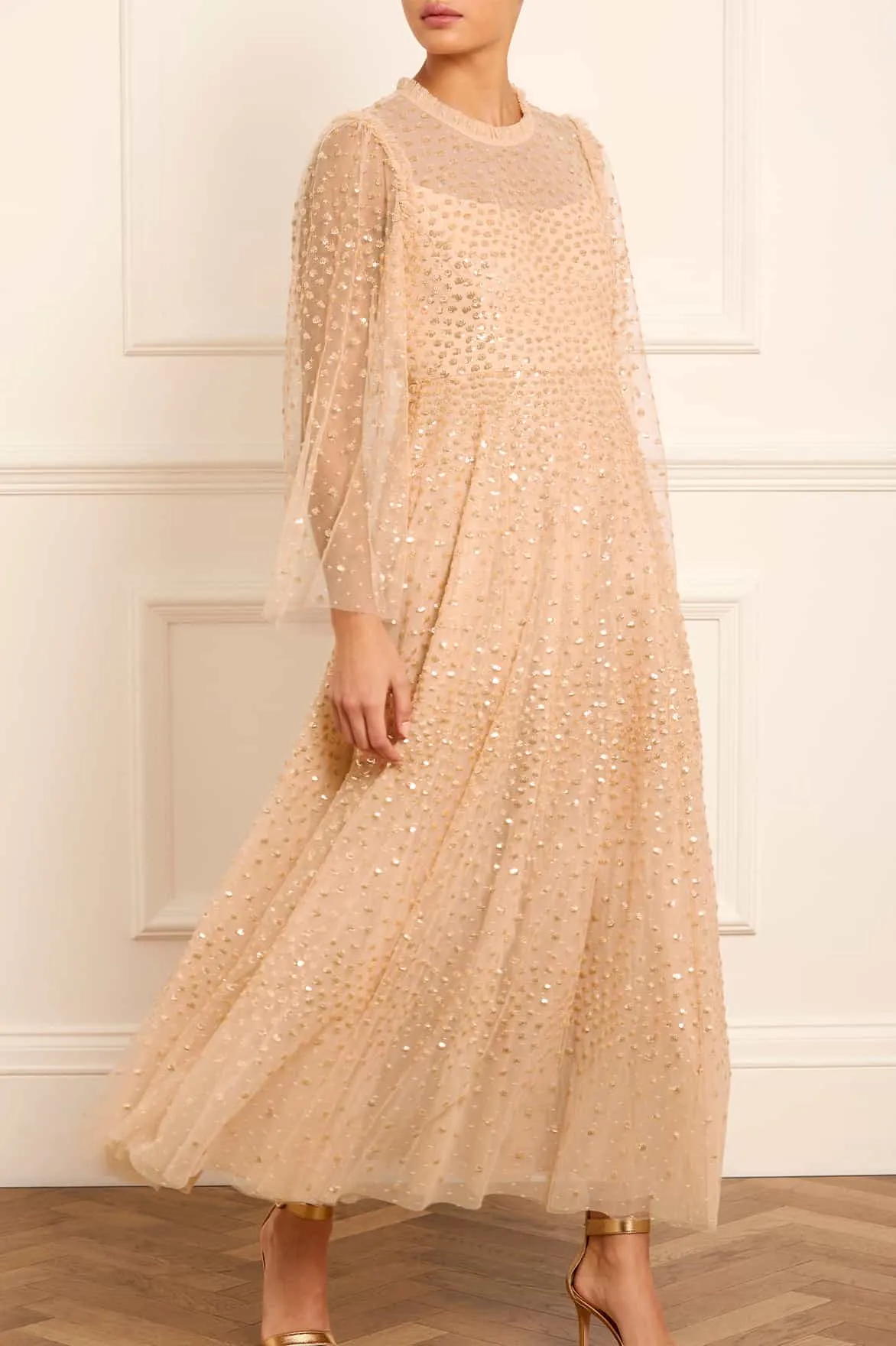 Scatter Dot Round Neck Ankle Gown sold by Needle & Thread