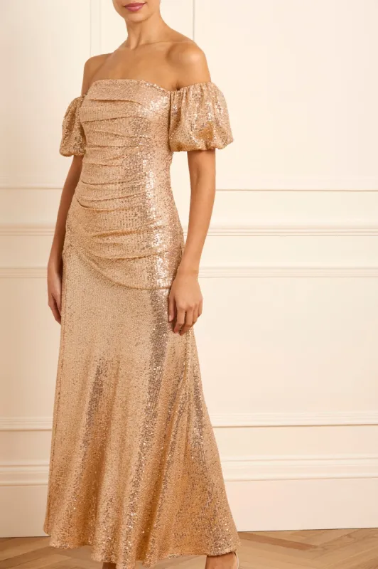 Sunbeam Valentina Off-Shoulder Gown sold by Needle & Thread