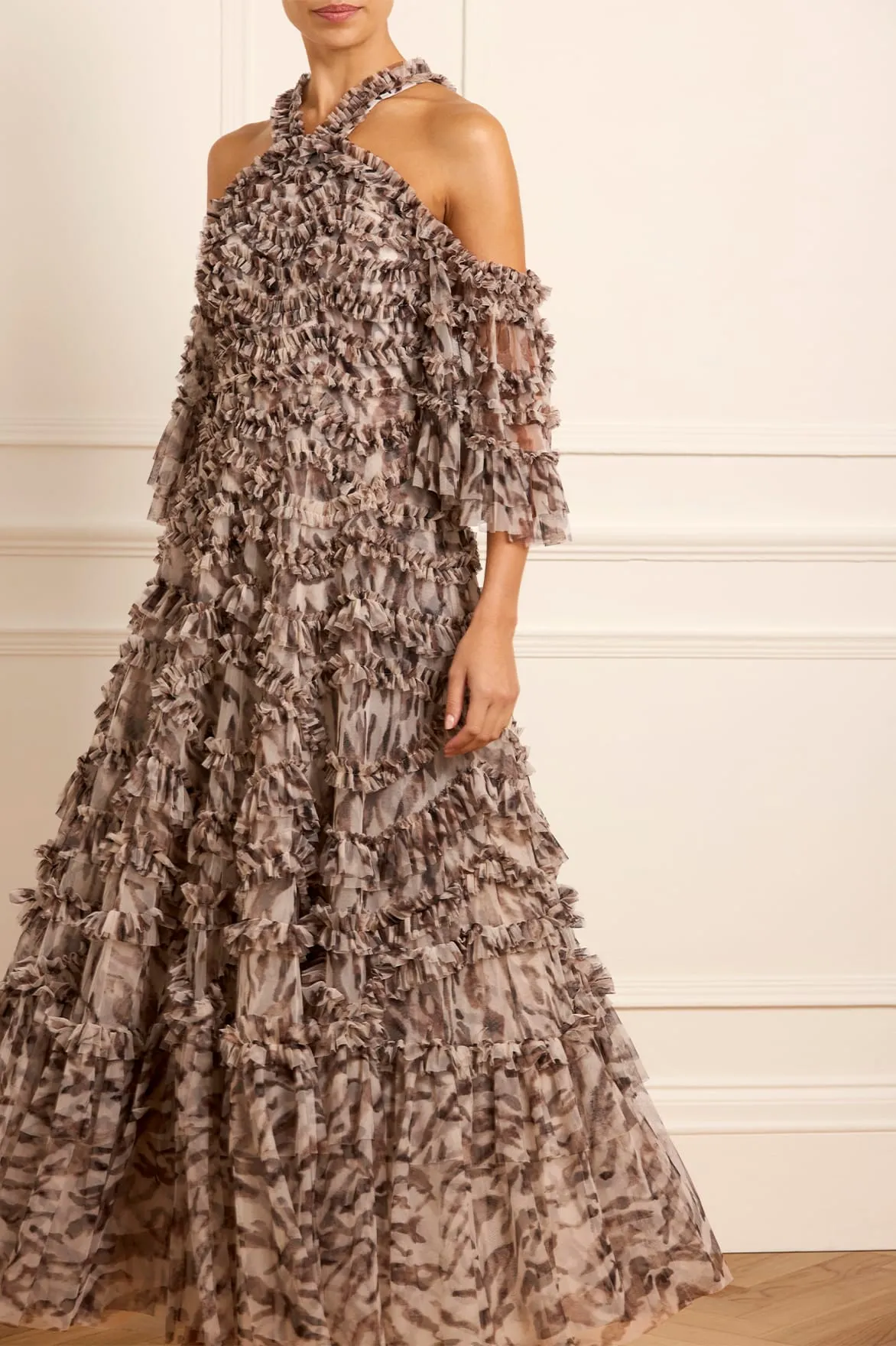 Zebra Bronte Off-Shoulder Gown sold by Needle & Thread