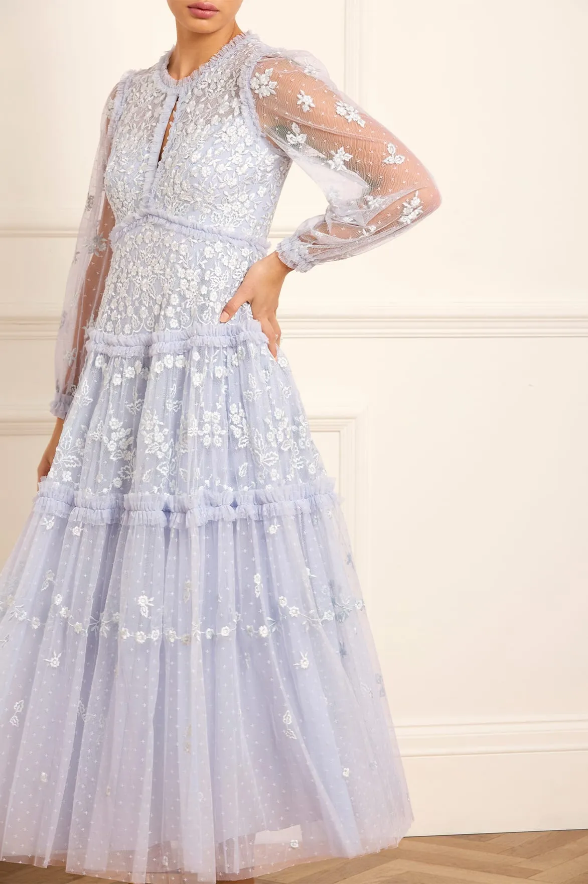 Autumn Lace Long Sleeve Ankle Gown sold by Needle & Thread