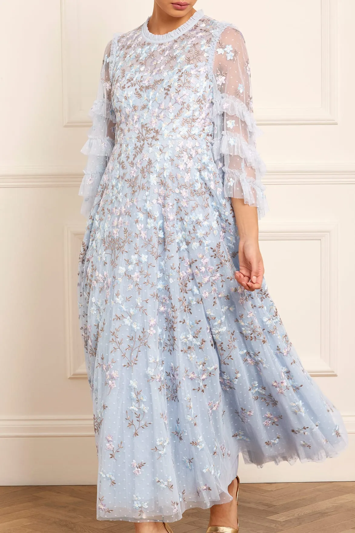 Everett Bloom Round Neck Ankle Gown sold by Needle & Thread