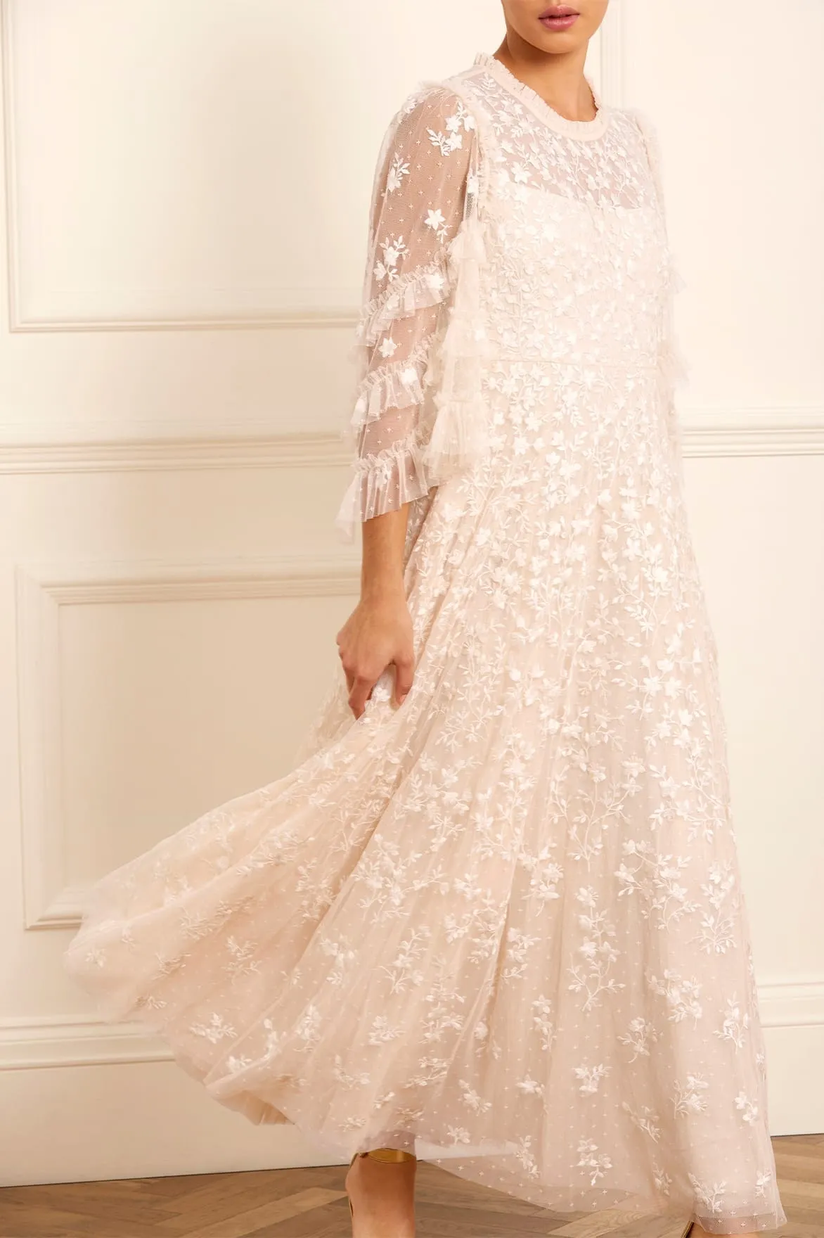 Everett Bloom Round Neck Ankle Gown sold by Needle & Thread