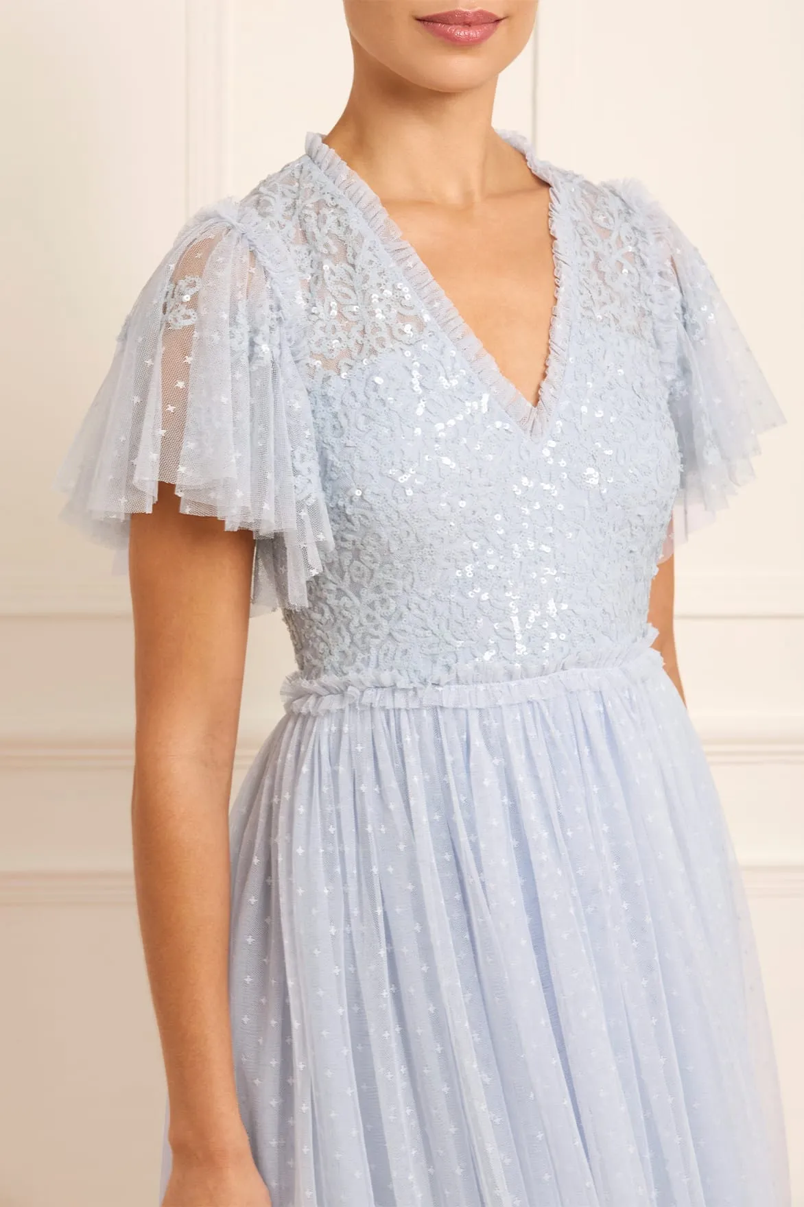 Floral Lace Bodice V-Neck Ankle Gown sold by Needle & Thread product image thumbnail 3