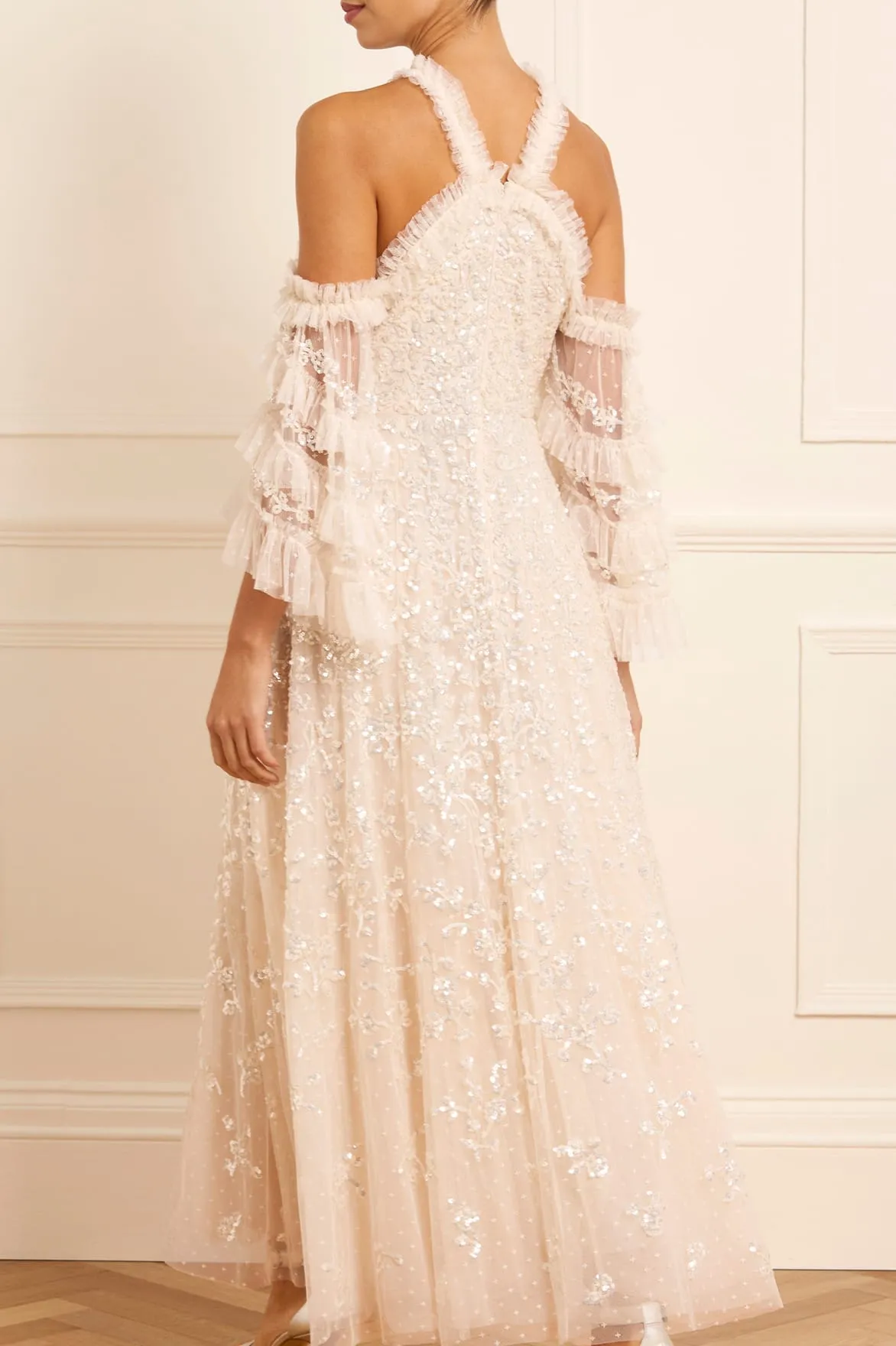 Floral Lace Off-Shoulder Ankle Gown sold by Needle & Thread product image thumbnail 5