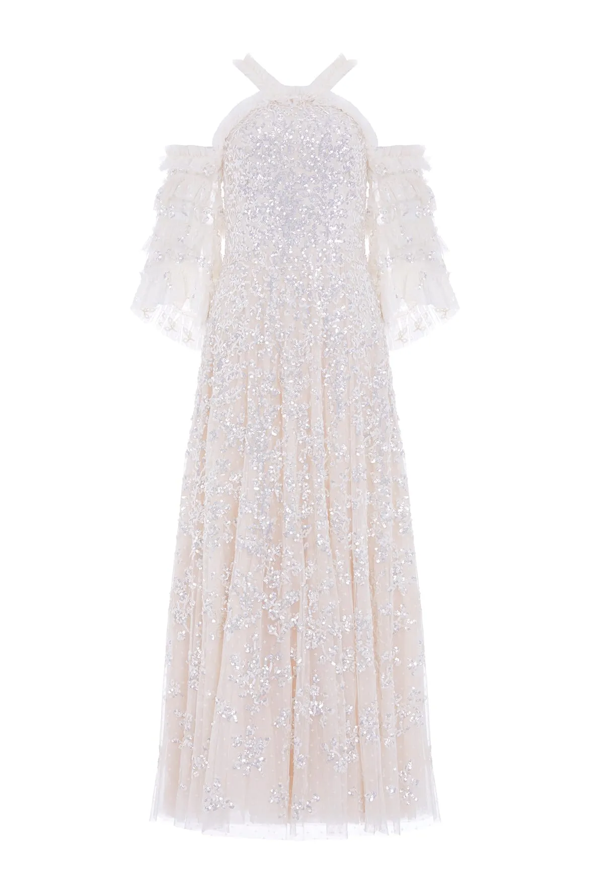 Floral Lace Off-Shoulder Ankle Gown sold by Needle & Thread product image thumbnail 2