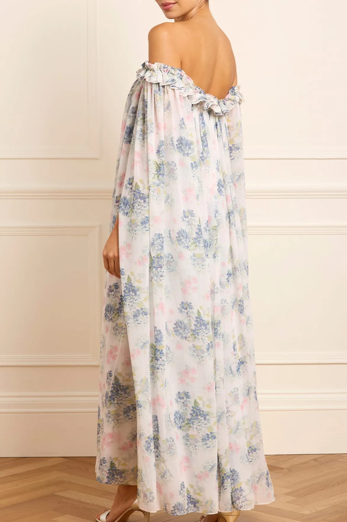 Hydrangea Chiffon Off-Shoulder Ankle Gown sold by Needle & Thread product image thumbnail 4