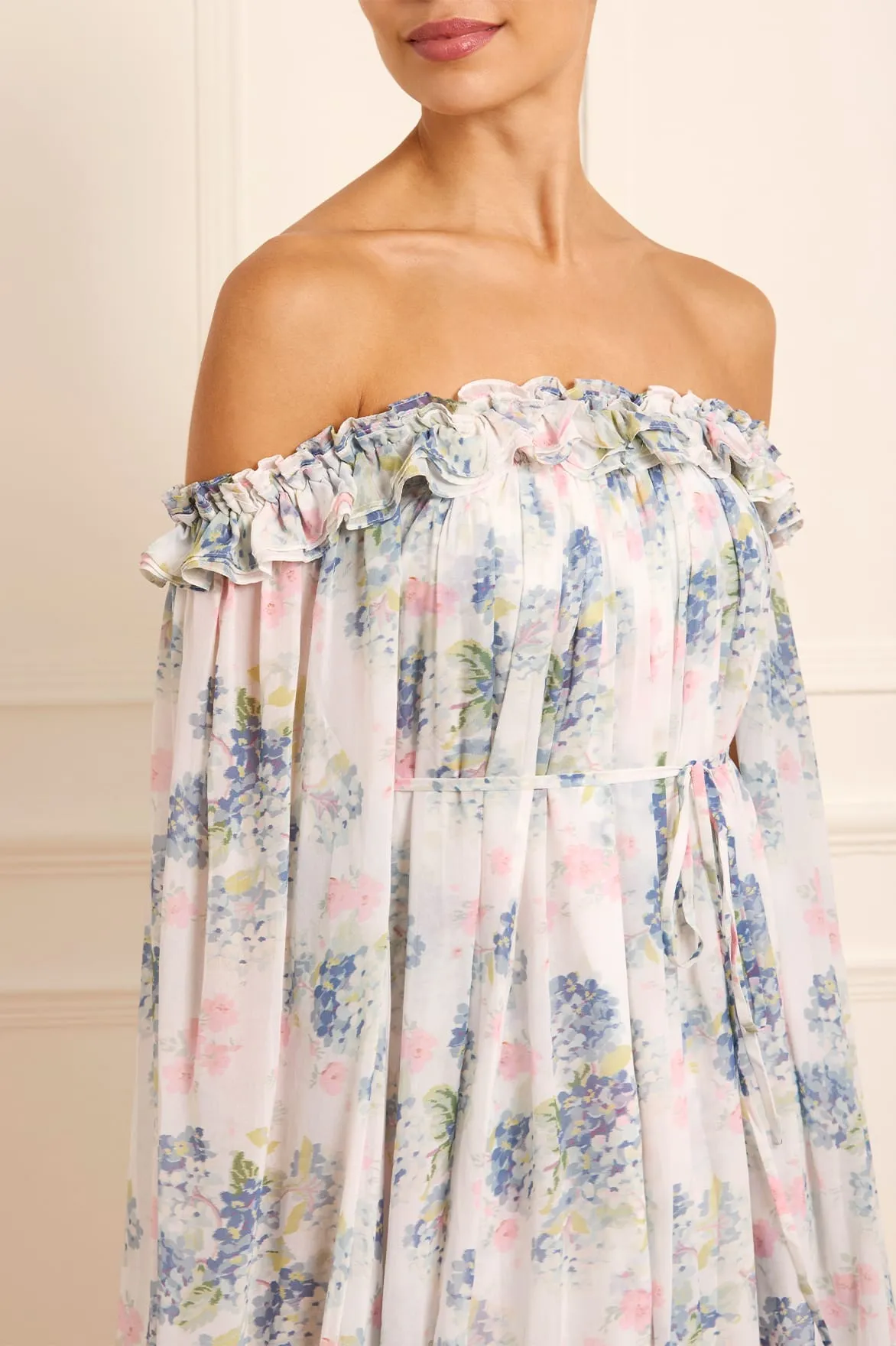 Hydrangea Chiffon Off-Shoulder Ankle Gown sold by Needle & Thread product image thumbnail 2