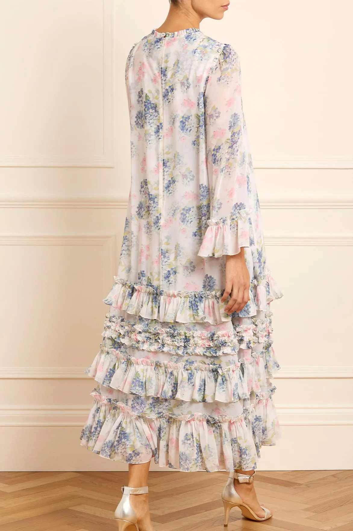 Hydrangea Chiffon Round Neck Ankle Gown sold by Needle & Thread product image thumbnail 4