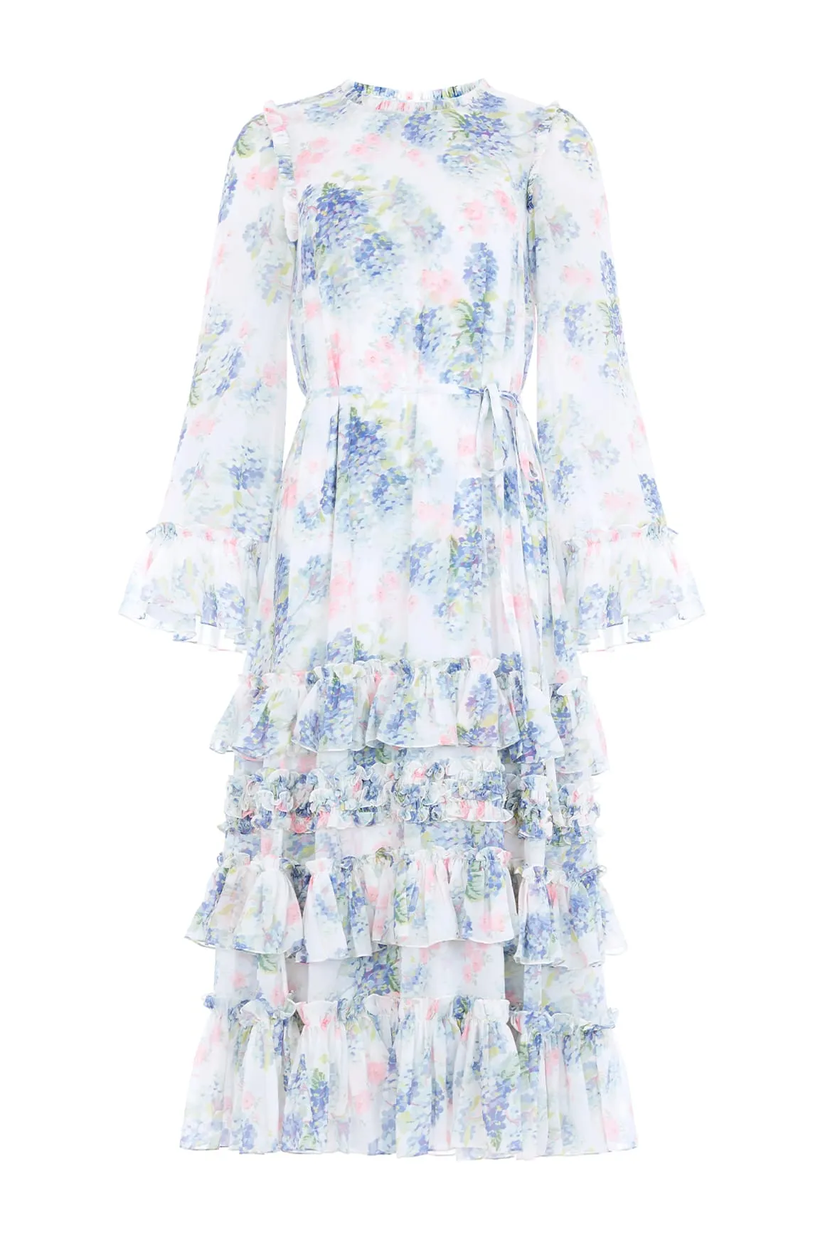 Hydrangea Chiffon Round Neck Ankle Gown sold by Needle & Thread product image thumbnail 2