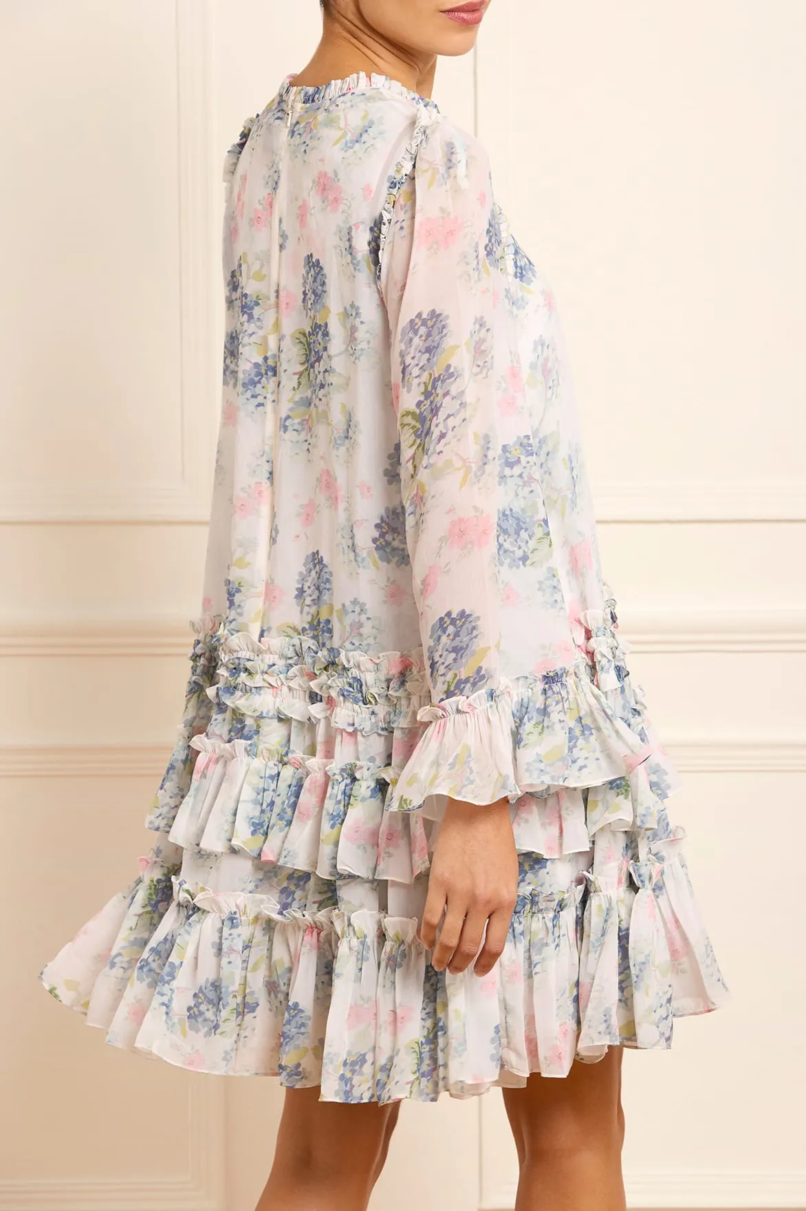 Hydrangea Chiffon Round Neck Mini Dress sold by Needle & Thread product image thumbnail 5