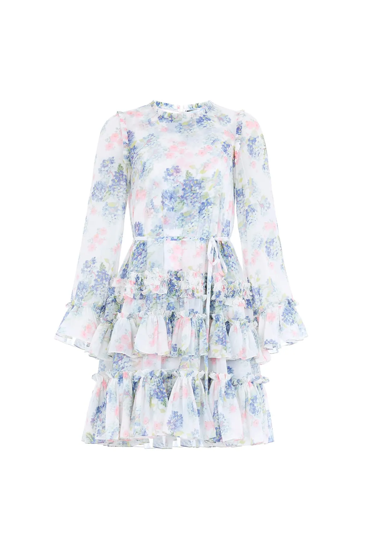 Hydrangea Chiffon Round Neck Mini Dress sold by Needle & Thread product image thumbnail 2