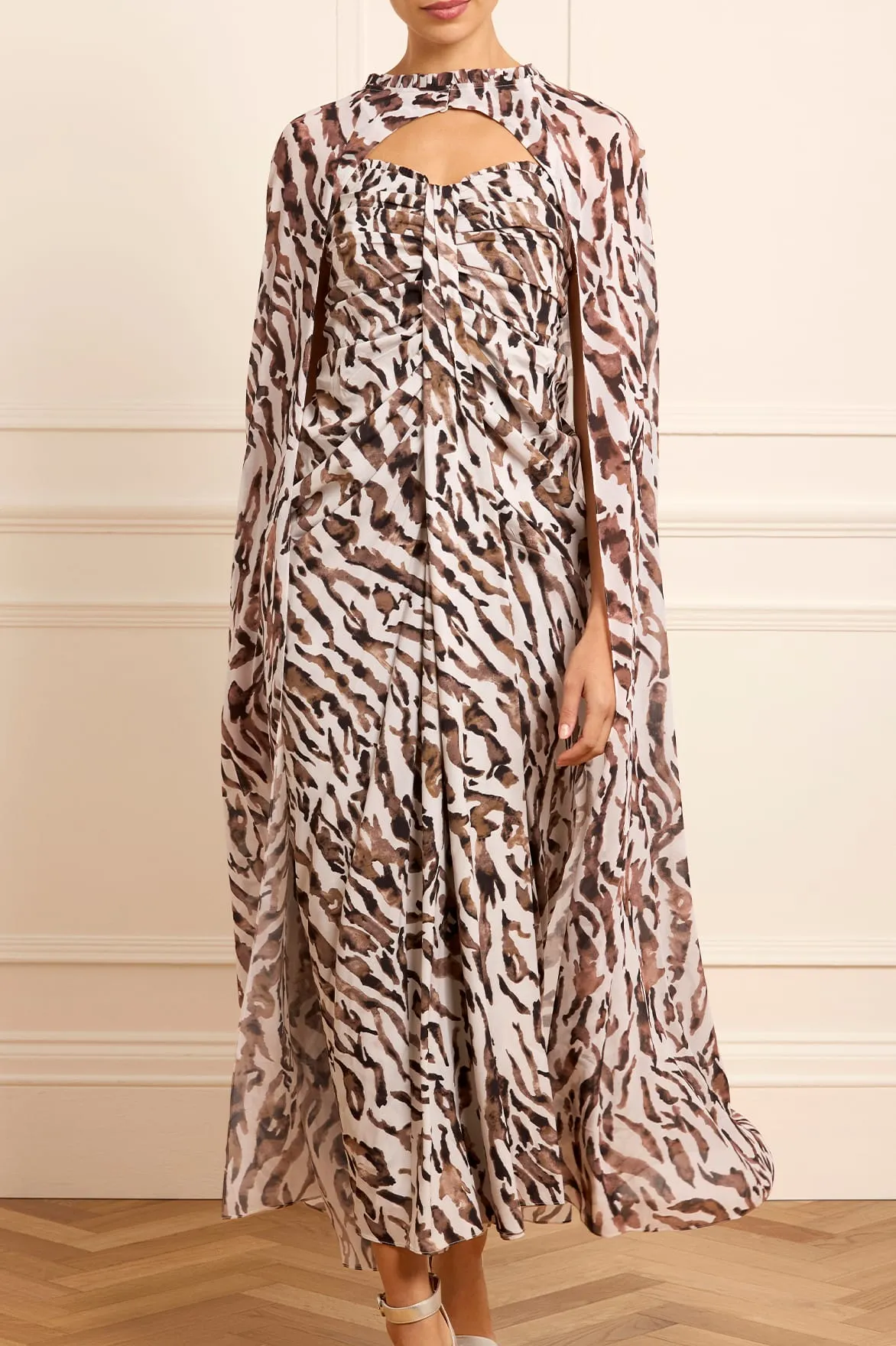 Zebra Chiffon Long Cape sold by Needle & Thread