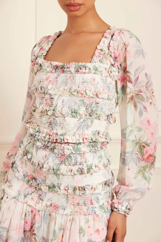 Paradise Garden Maria Chiffon Crop Top sold by Needle & Thread
