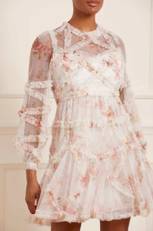 Trailing Blooms Ruffle Mini Dress sold by Needle & Thread