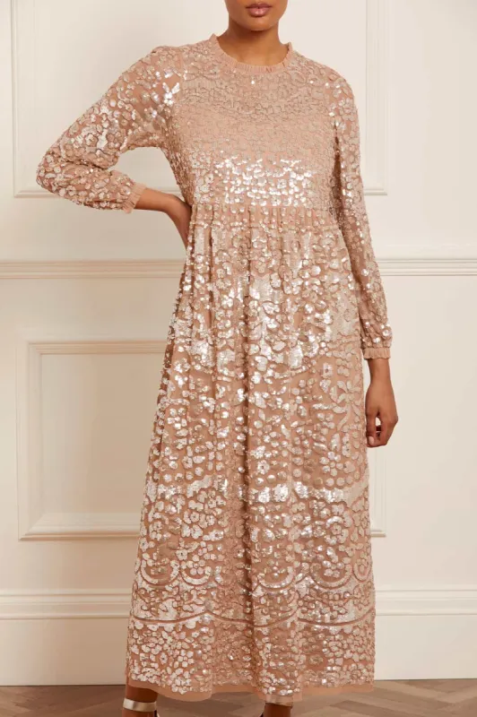 Lucille Gloss Long Sleeve Ankle Gown made by Needle & Thread
