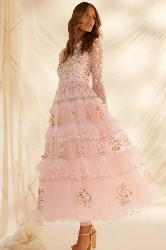 Primrose Bouquet Long Sleeve Ankle Gown sold by Needle & Thread