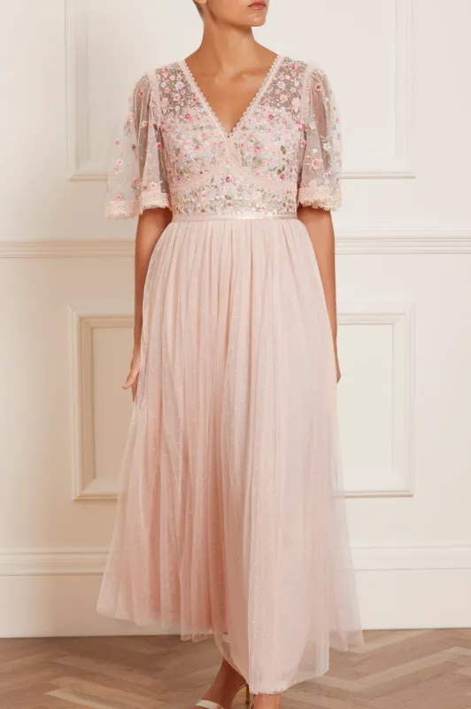 Ribbon Bouquet Bodice Ankle Gown sold by Needle & Thread