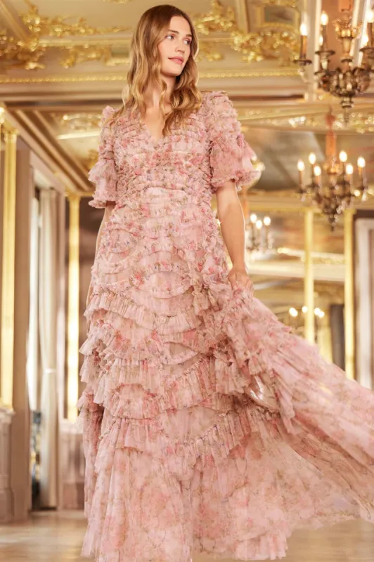 Floral Wreath Phoenix V-Neck Gown sold by Needle & Thread