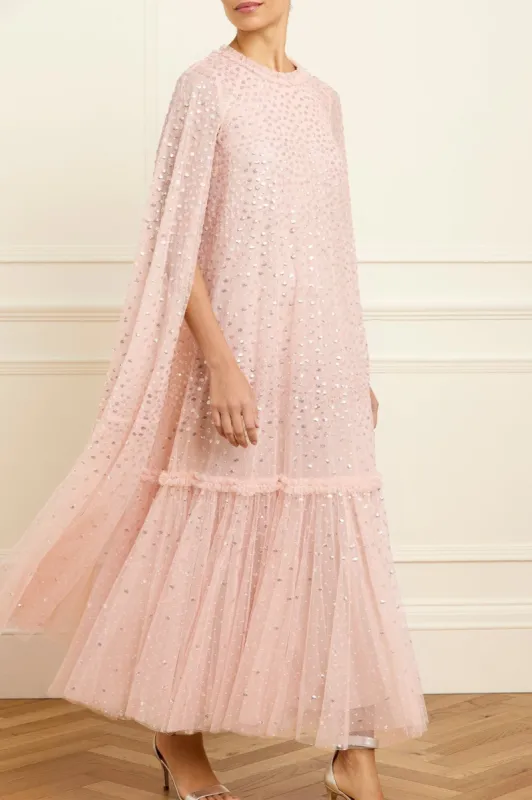 Scatter Dot Cape Tiered Ankle Gown sold by Needle & Thread