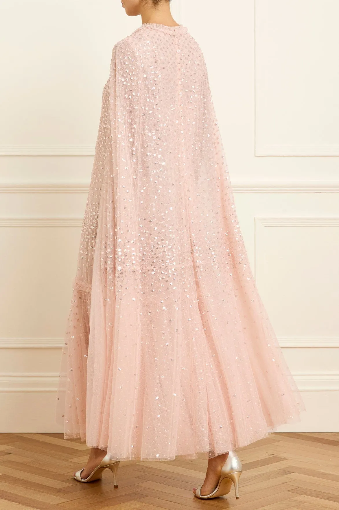 Scatter Dot Cape Tiered Ankle Gown sold by Needle & Thread product image thumbnail 5