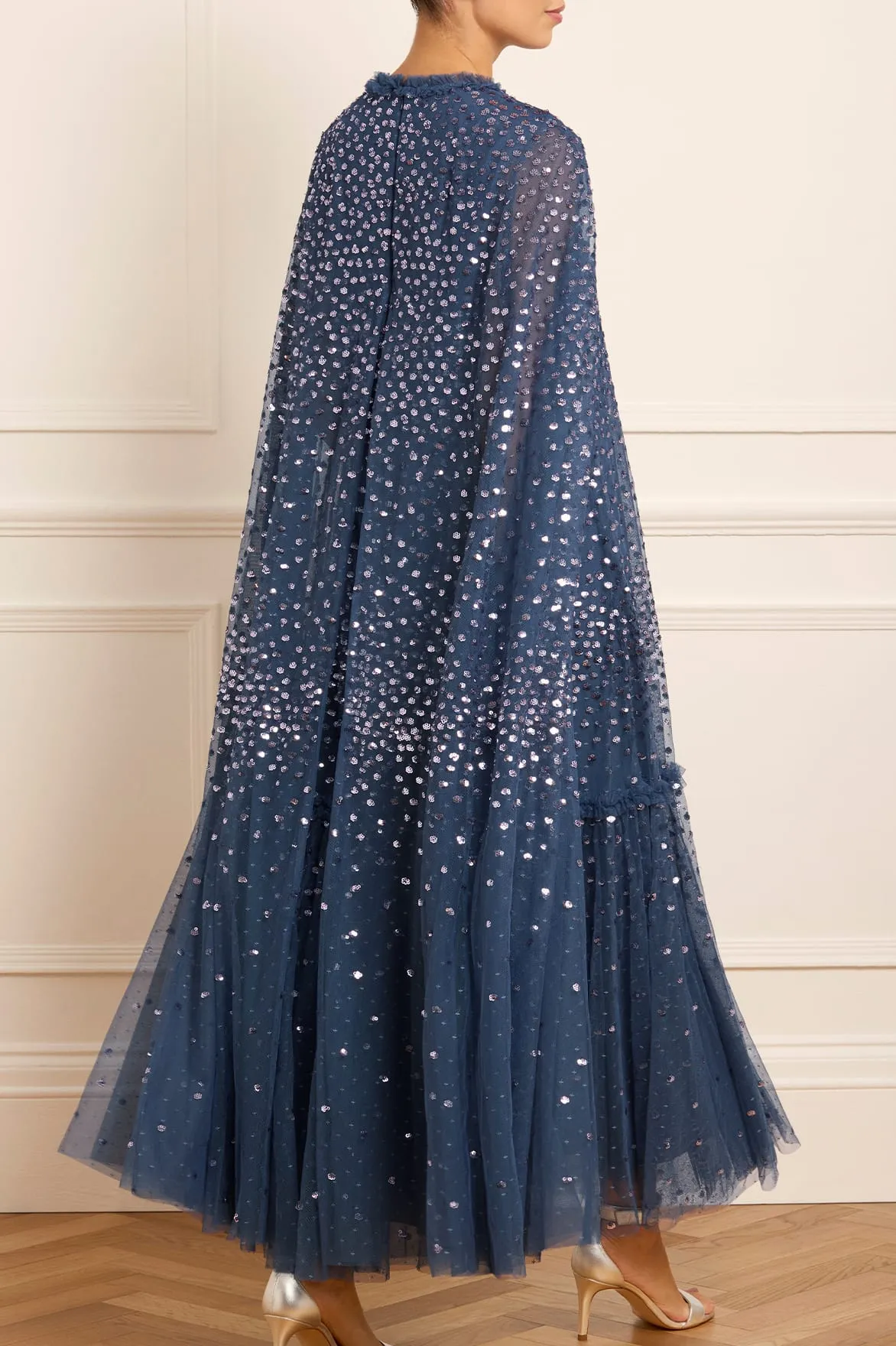 Scatter Dot Cape Tiered Ankle Gown sold by Needle & Thread product image thumbnail 5