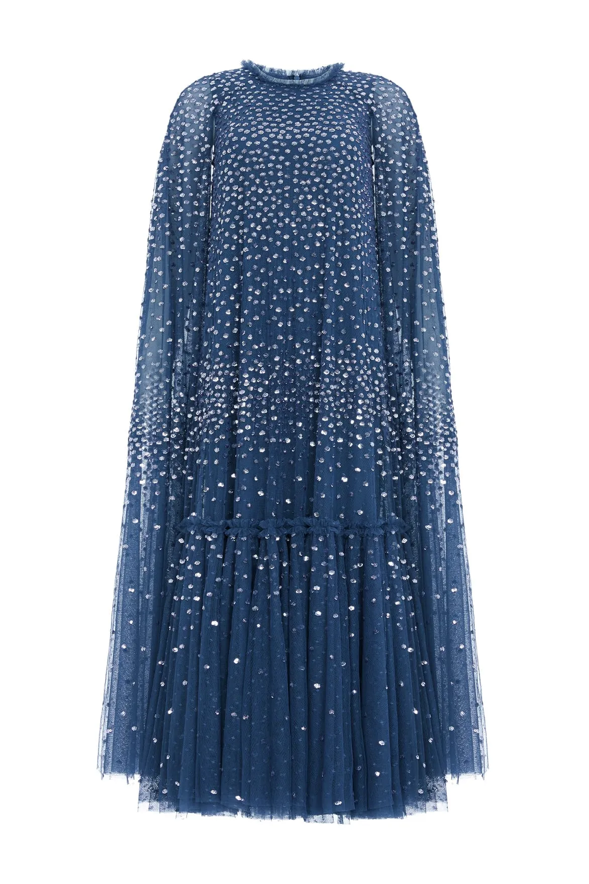 Scatter Dot Cape Tiered Ankle Gown sold by Needle & Thread product image thumbnail 2