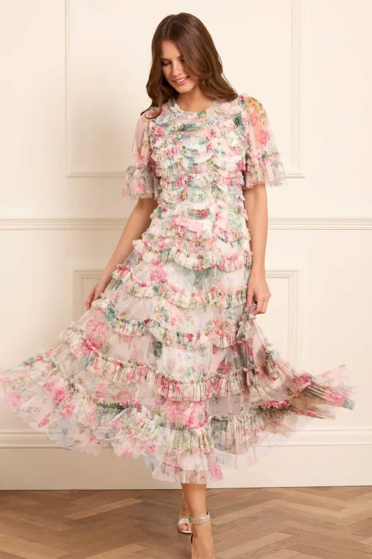 Floral Romance Round Neck Ballerina Dress sold by Needle & Thread
