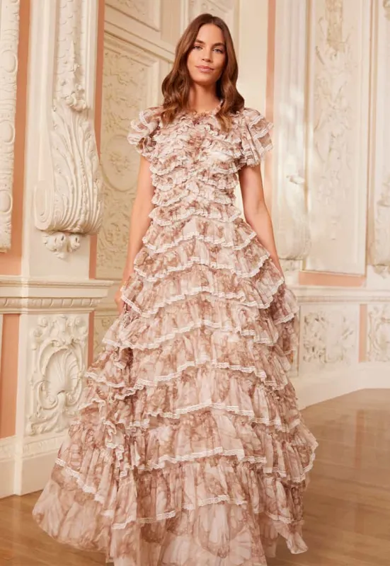 Flutter Ruffle Lace Gown sold by Needle & Thread