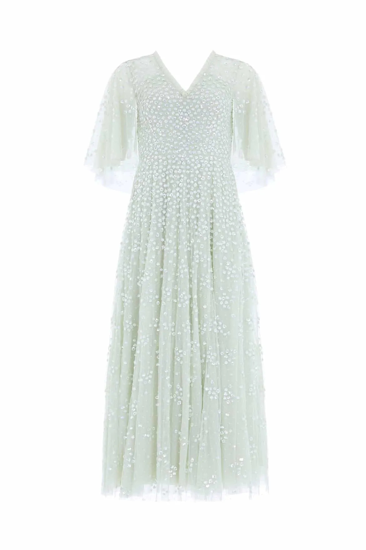 Leila Dot V-Neck Cape Ankle Gown sold by Needle & Thread product image thumbnail 3